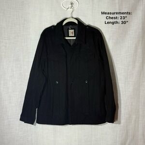 Relwen Wool Blend Field Jacket Black Military‎ Utility Coat Mens Large